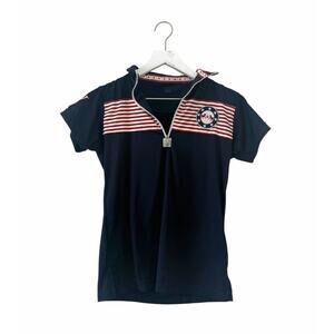 Equine Couture Patriot Short Sleeve Polo Shirt Navy Red White Size XS